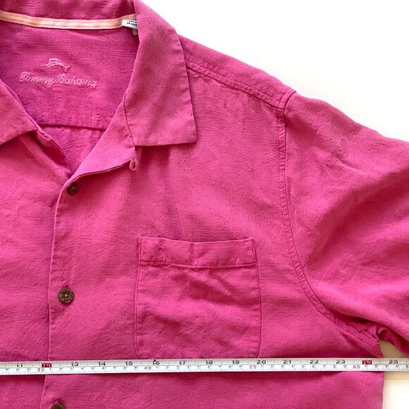 Tommy Bahama Mens Tropic Isles Silk Camp Shirt Size XL Pink Short Sleeve Resort - Picture 12 of 13